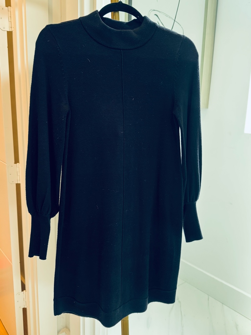 Vince Camuto Mock Neck Shift Dress, XS, Navy